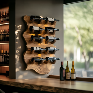 Farmhouse Wooden Live Edge Wine Holder For Furniture Decor