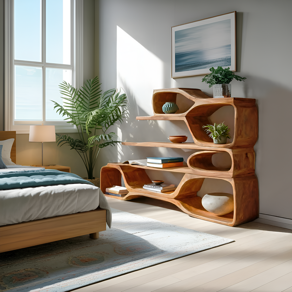 Curved Sculptural Bookshelf For Home Decor