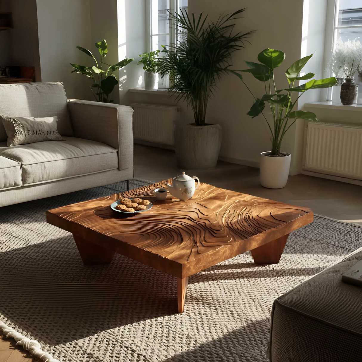 Handcrafted Live Edge Solid Wood Coffee Table For Living Room