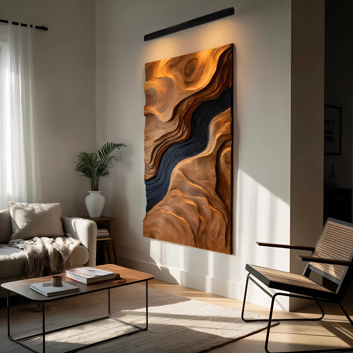 Abstract Carved Wall Art Sculpture For Modern Living Room