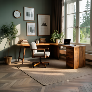 Luxury L Shaped Desk With Drawer For Home Office