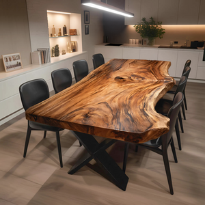 Dining Room Modern Live Edge Dining Table Natural Grain