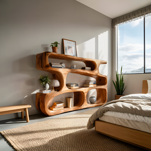 Modern Curved Bookcase Statement Piece For Living Room