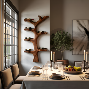 Rustic Wooden Wine Rack Branch Style For Home Bar