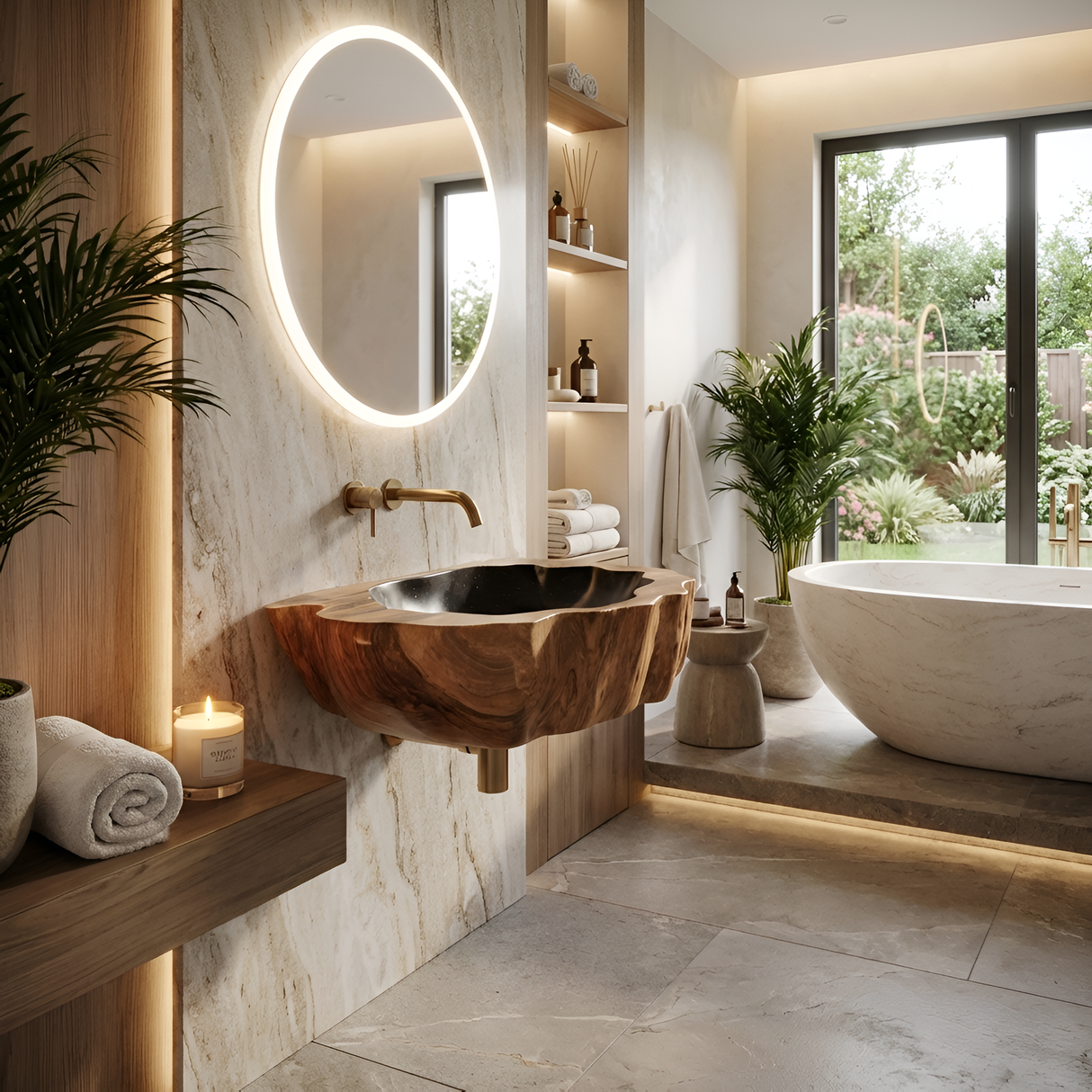 Handcrafted Wall Mounted Wooden Bathroom Sink For Custom Bathroom Decor