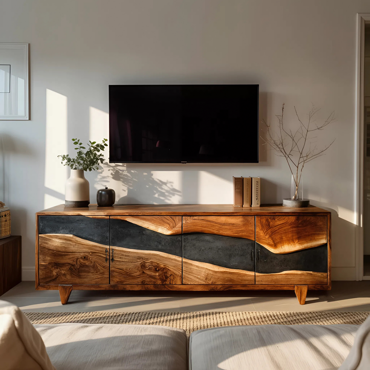 Farmhouse Solid Wood Media Console For Home Decor