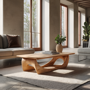 Minimal Coffee Table Smooth Curved Base For Living Room
