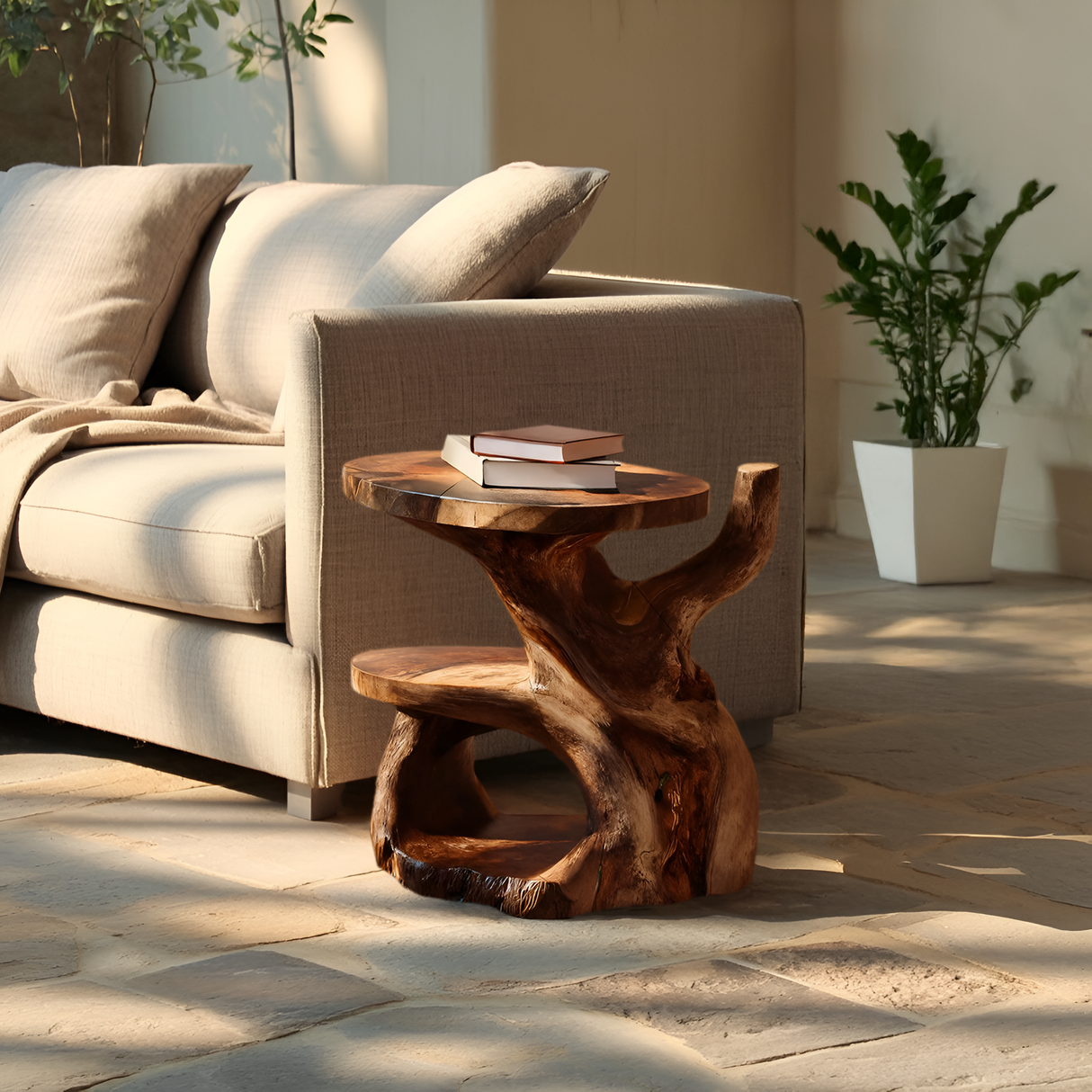 Elegant Side Table With Shelf Layered For Living Room