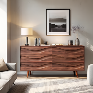 Modern Carved Wave Front Sideboard For Entryway Living Room