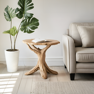 Farmhouse Round End Table For Entryway Design Stylish Furniture Decor