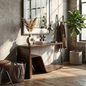 Farmhouse Live Edge Console Table Sculptural Wood For Furniture Decor