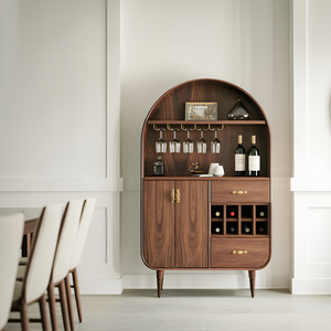 Arched Wine Cabinet With Storage For Dining Room