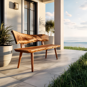 Minimal Outdoor Wooden Bench For Green Garden
