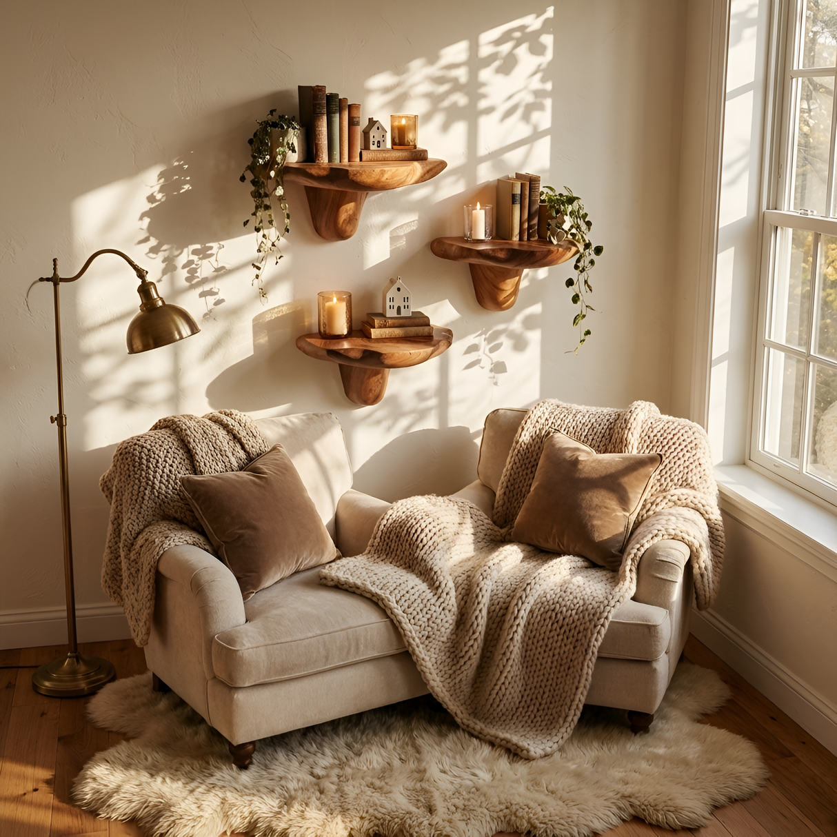 Mid Century Live Edge Mushroom Shelf For Unique Home Furniture Decor