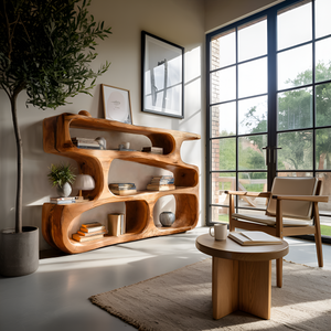 Modern Curved Bookcase Statement Piece For Living Room