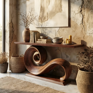Modern Solid Wood Console Table Organic Live Edge For Entryway Design