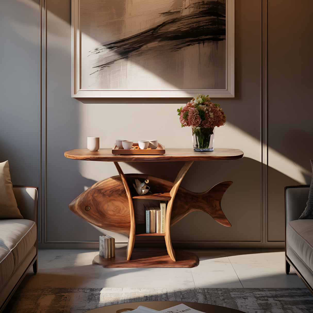 Mid Century Solid Wood Console Table For Furniture Decor Style