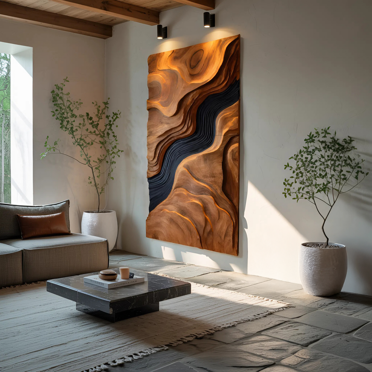 Abstract Carved Wall Art Sculpture For Modern Living Room