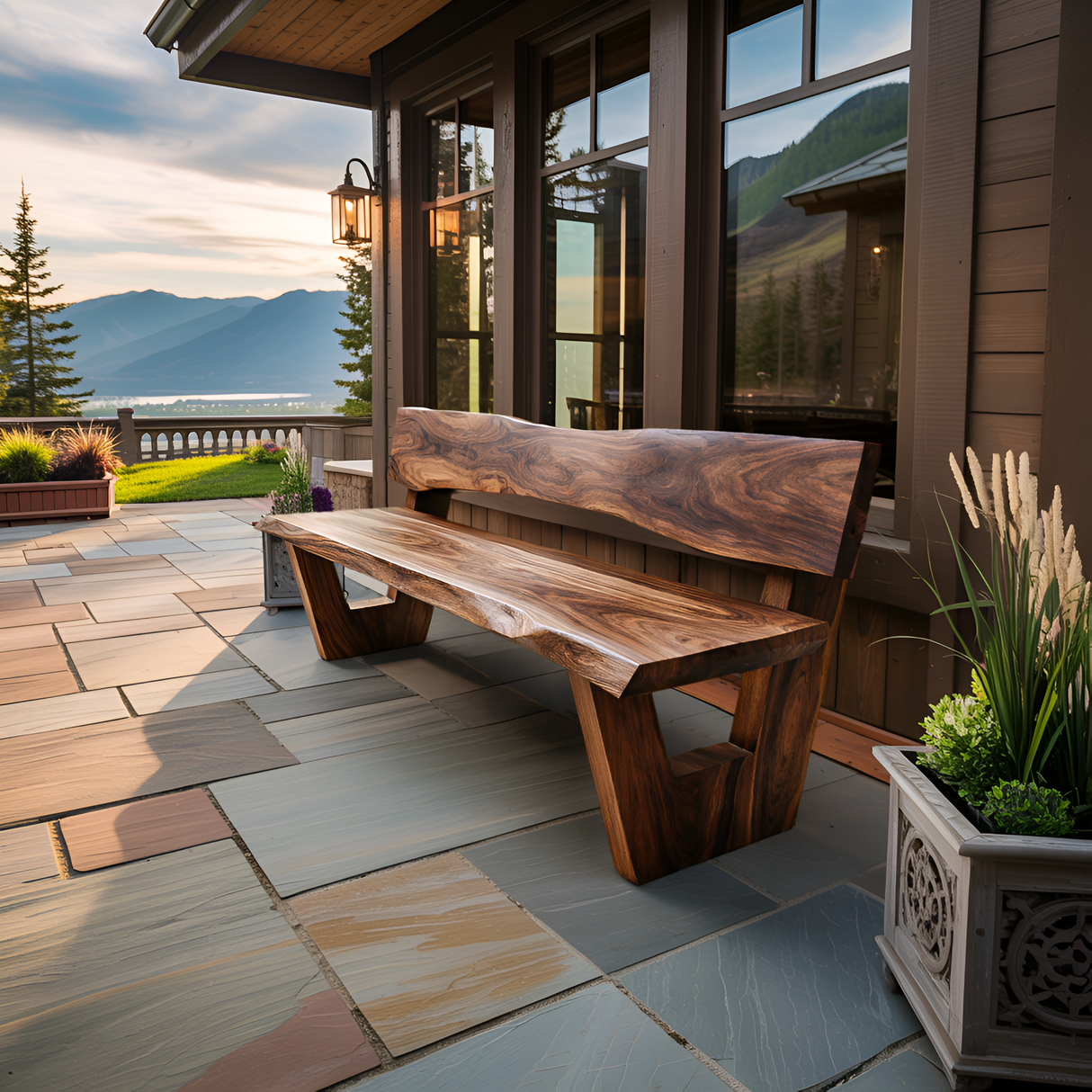 Rustic Outdoor Wooden Bench For Garden Seating