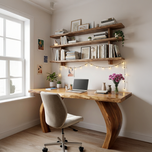Handcrafted Wooden Live Edge Desk For Professional Office