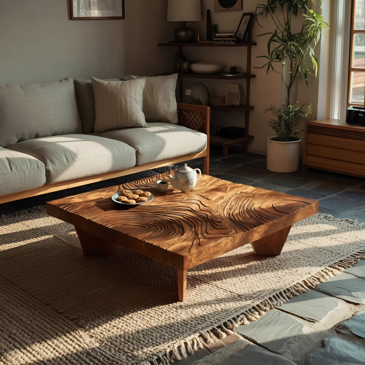 Handcrafted Live Edge Solid Wood Coffee Table For Living Room