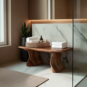Modern Organic Curved Bath Bench For Bathroom