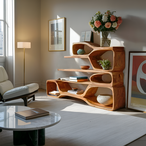 Curved Sculptural Bookshelf For Home Decor