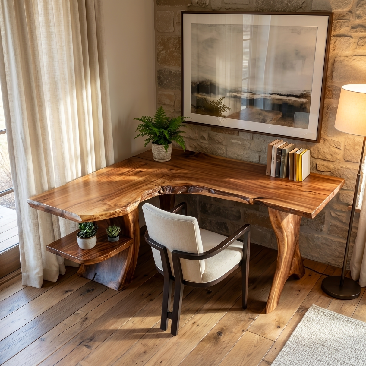 Mid Century Wooden Work Desk For Home Office Interior Design