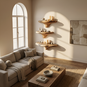Modern Solid Wood Mushroom Shelf For Luxury Living Room Decor
