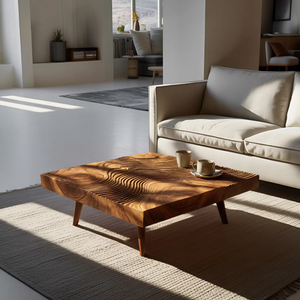 Farmhouse Irregular Wooden Coffee Table For Furniture Decor