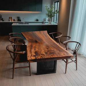 Furniture Decor Modern Wooden Live Edge Dining Table Minimal