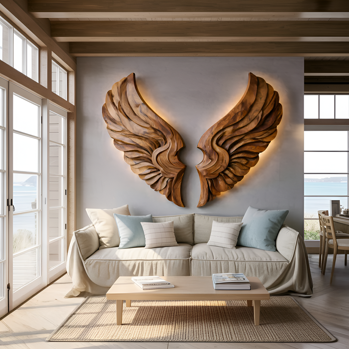 Handcrafted Wooden Wing Wall Art For Modern Interior Decor