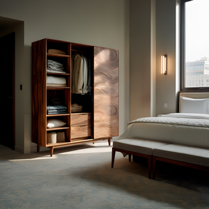 Minimal Wardrobe With Carved Front For Bedroom Space