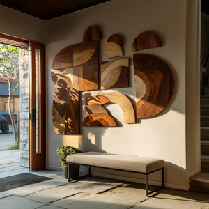 Mid Century Solid Wood Wall Art For Furniture Decor
