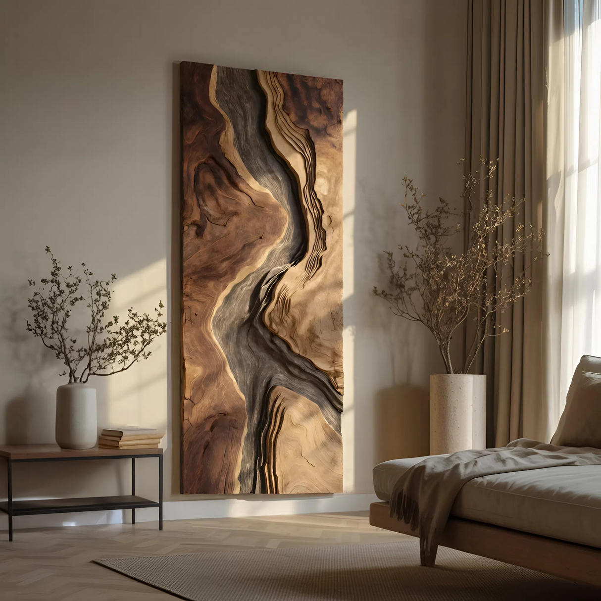 Handcrafted Wooden Wall Sculpture For Entryway Design