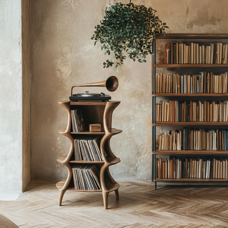 Farmhouse Style Record Stand For Entryway Design
