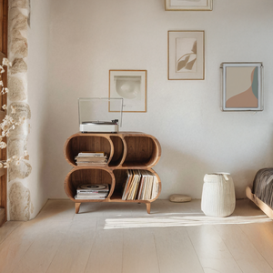 Farmhouse Wood Record Player Stand For Furniture Decor