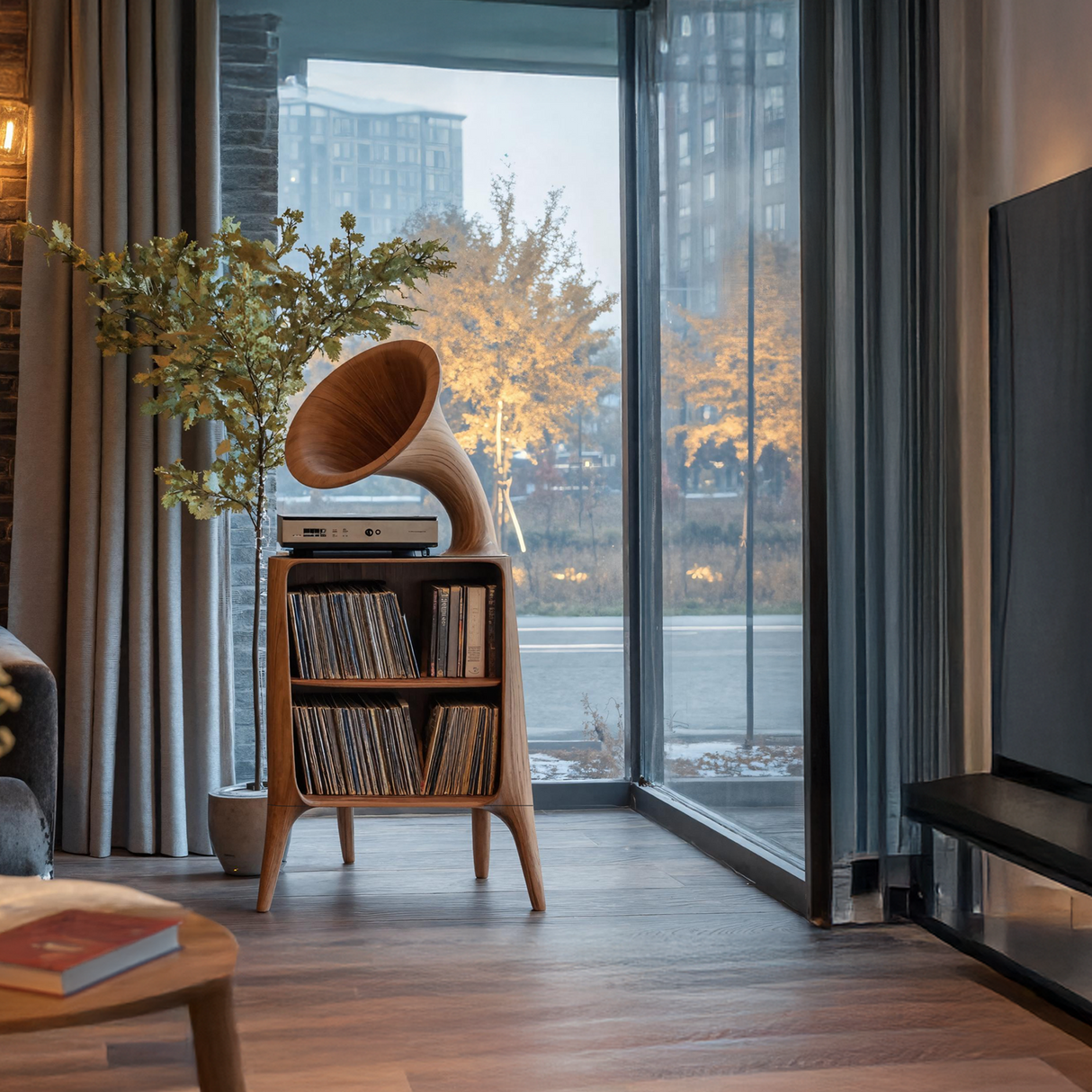 Mid Century Record Console Table For Livingroom