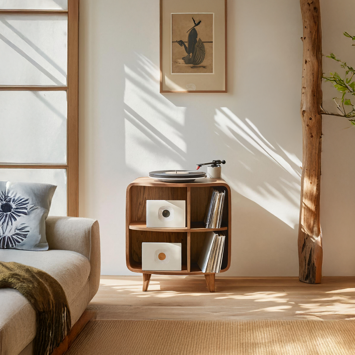 Mid Century Record Stand With Storage For Livingroom