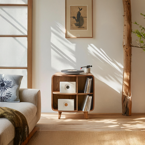Mid Century Record Stand With Storage For Livingroom