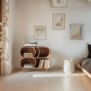 Farmhouse Wood Record Player Stand For Furniture Decor