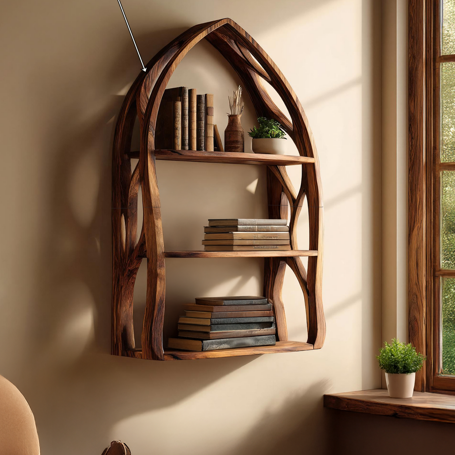 Modern Arch Wooden Wall Shelf for Bedroom Styling