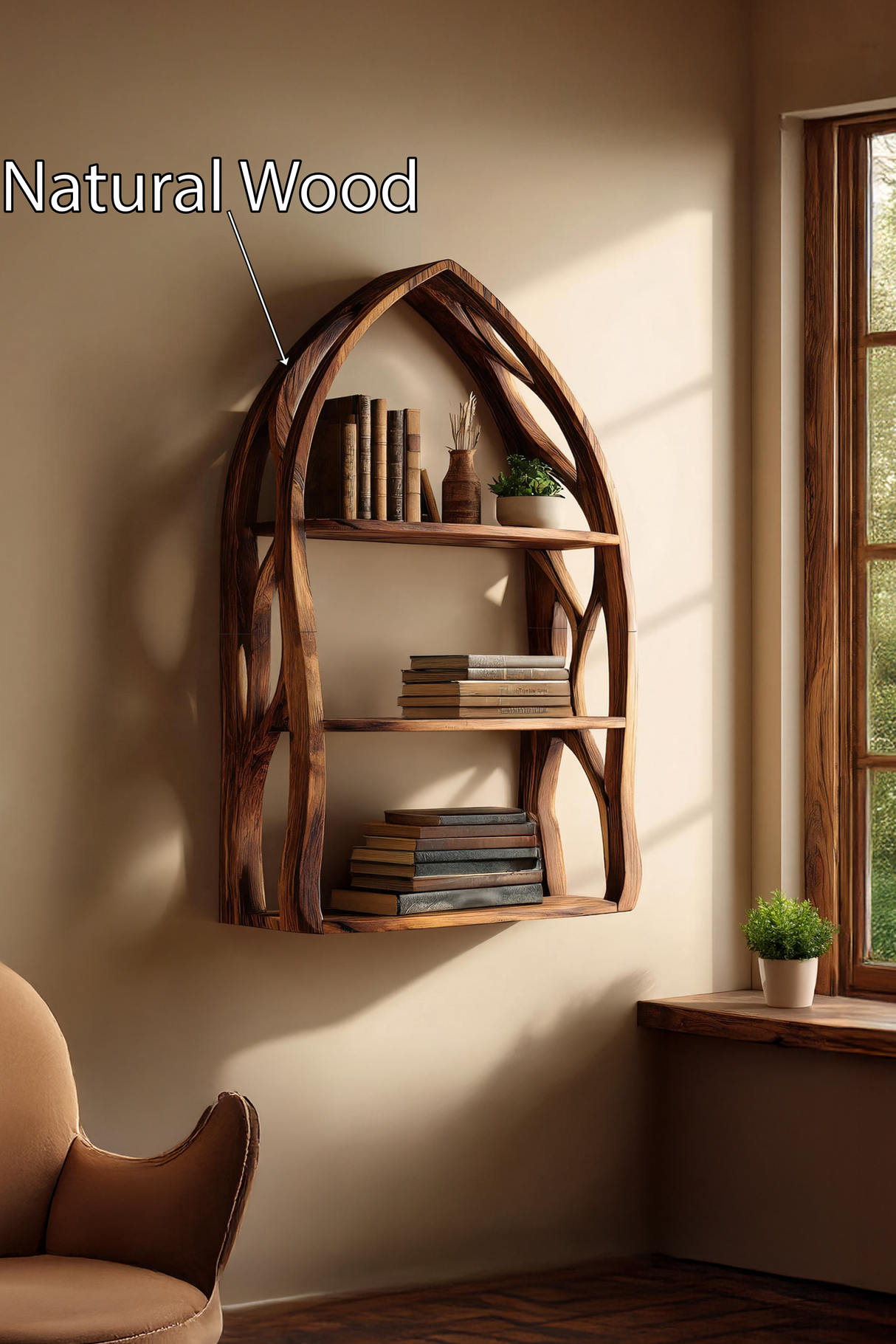 Modern Arch Wooden Wall Shelf for Bedroom Styling
