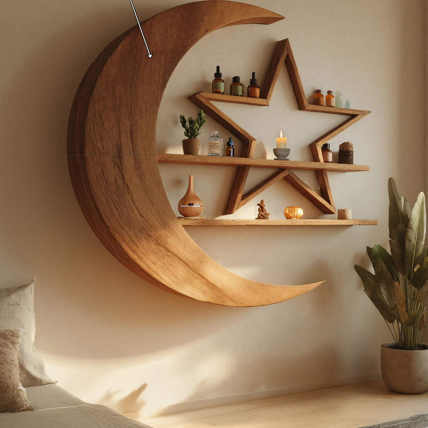 Modern Celestial Wall Shelf For Living Room Accent