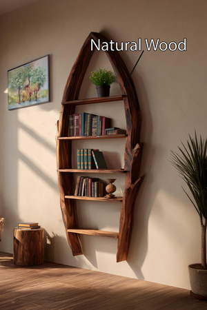 Mid Century Curved Wood Wall Shelf For Furniture Decor