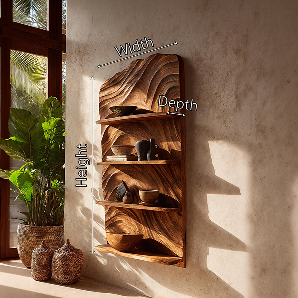 Rustic Handcrafted Wooden Wall Rack For Entryway Storage Display