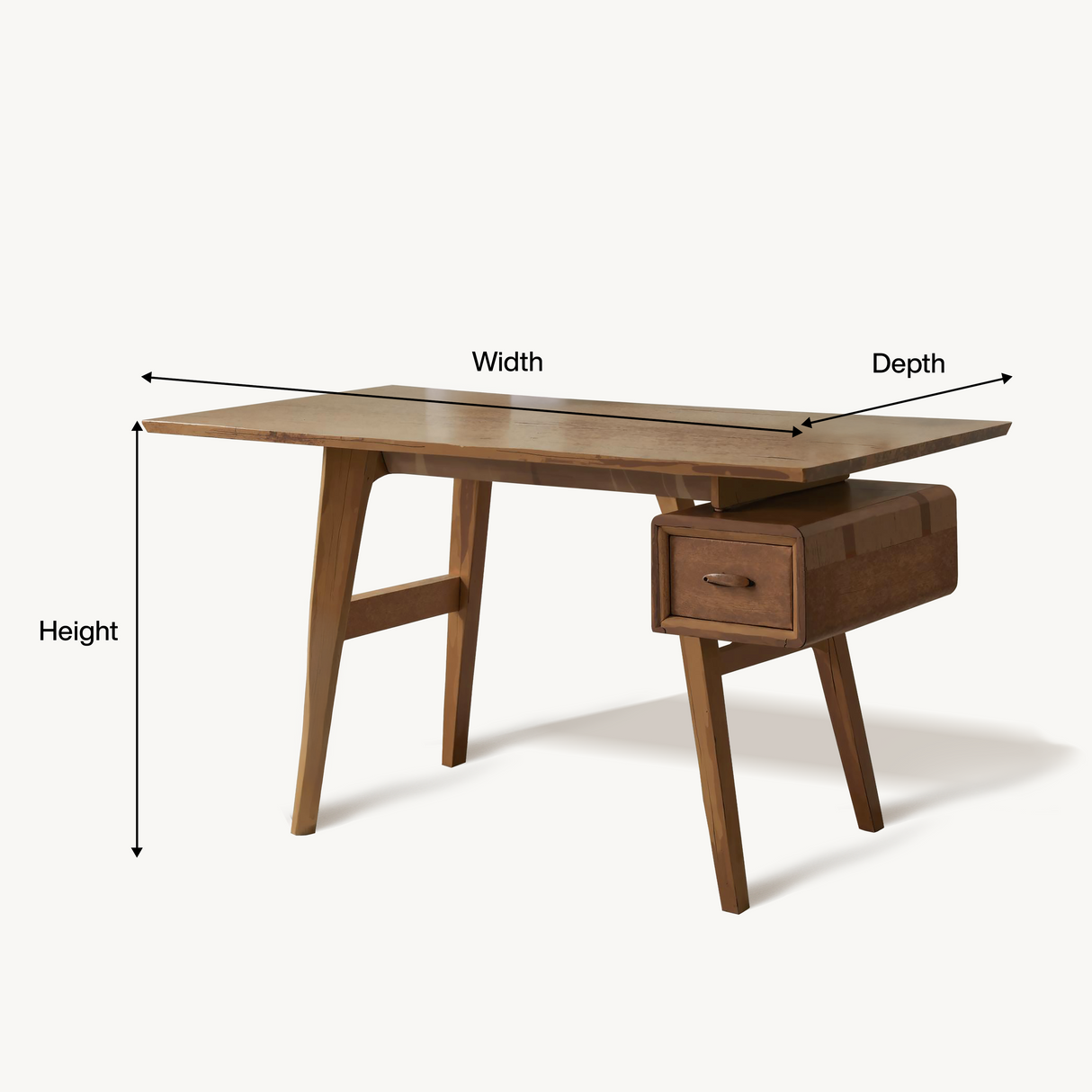 Mid-Century Desk With Drawer For Home Office Space