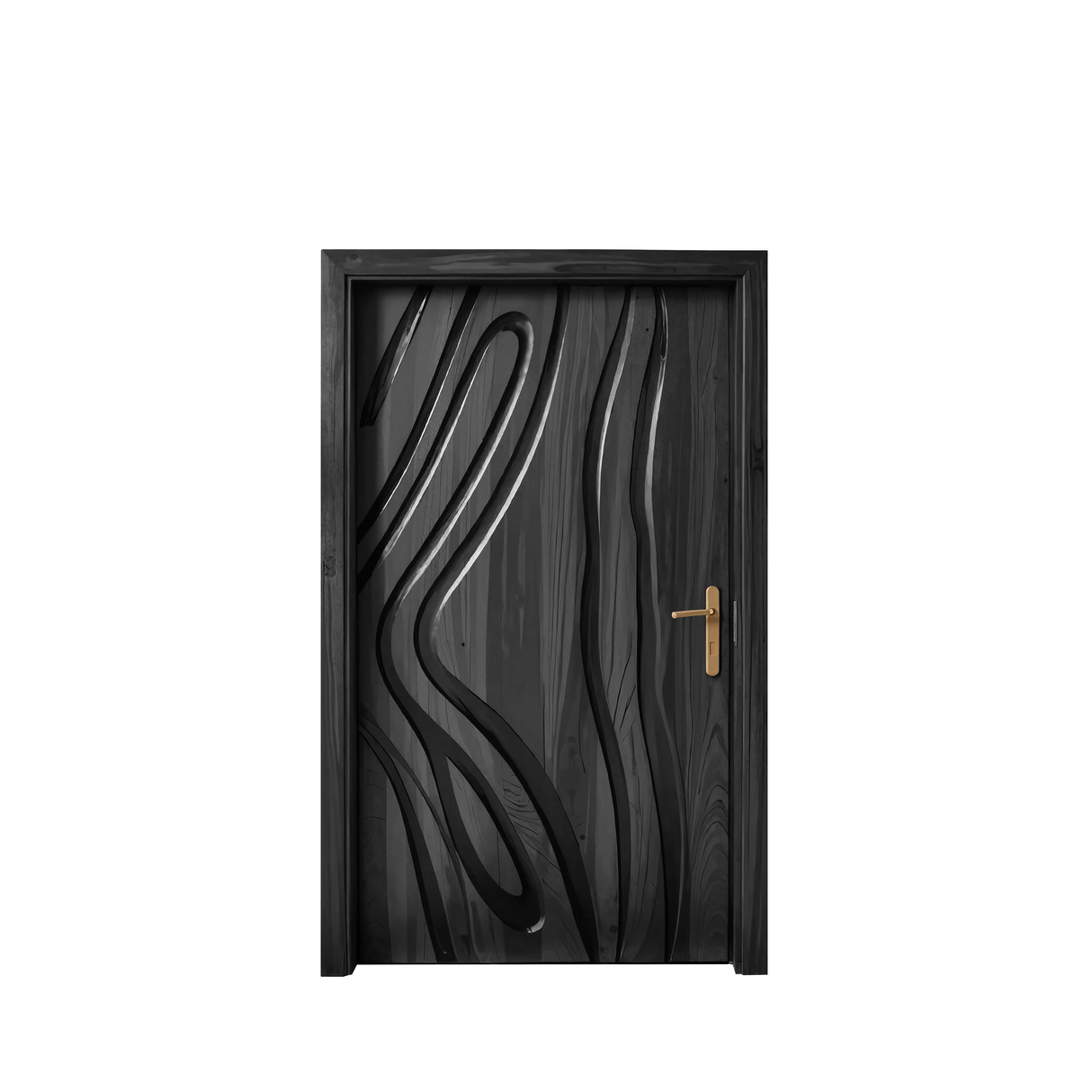 Modern Carved Wooden Door For Interior Entryway