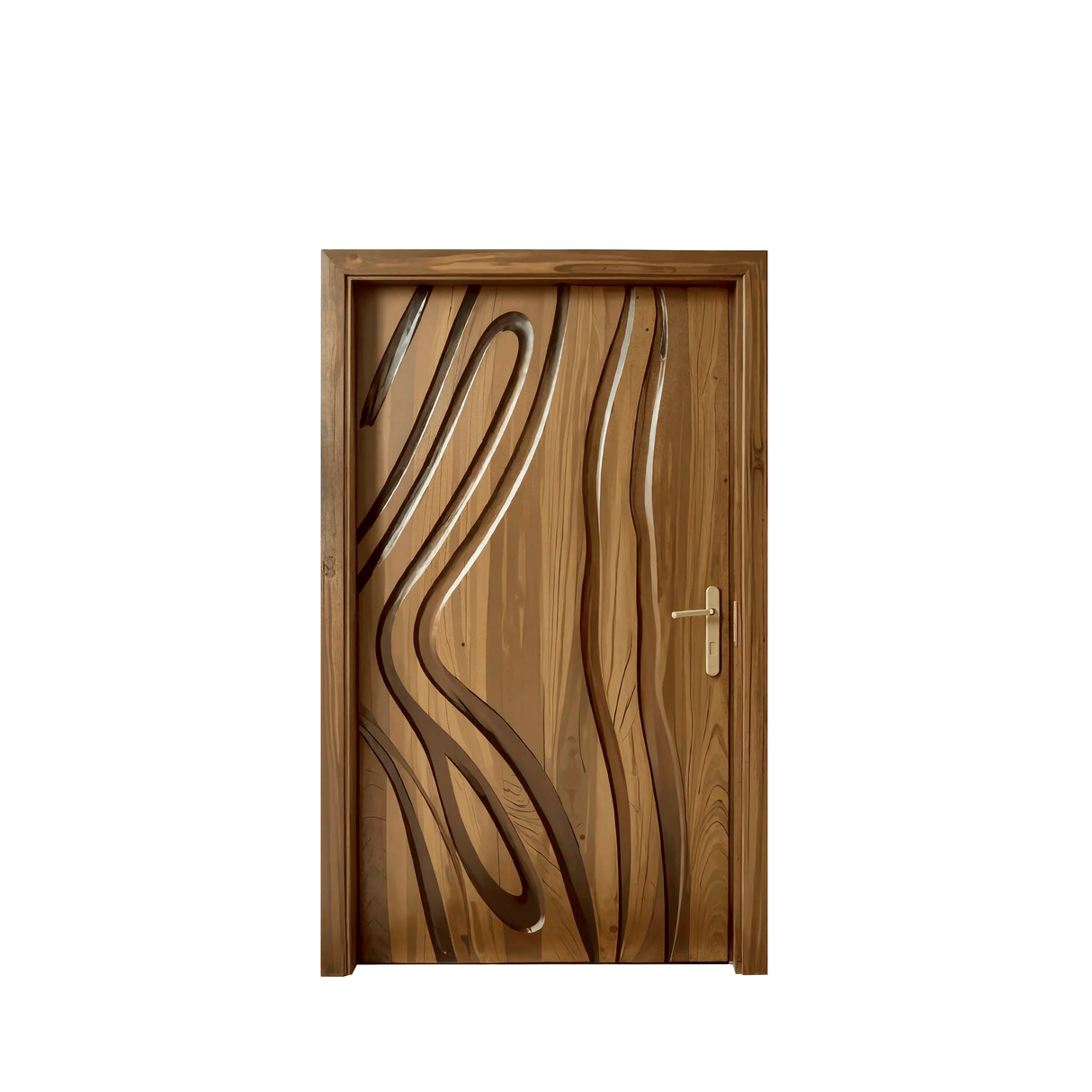 Modern Carved Wooden Door For Interior Entryway