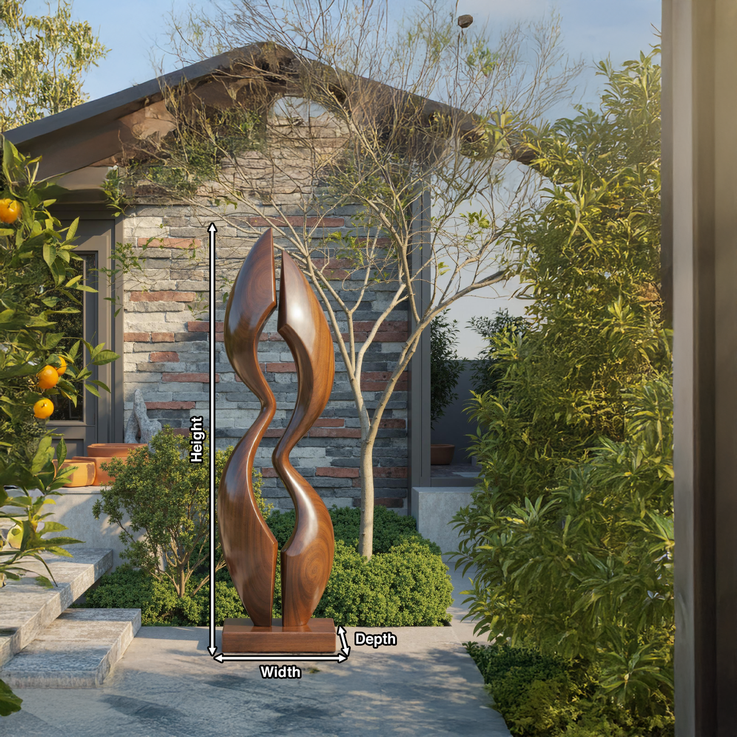 Farmhouse Wood Sculpture Decor For Outdoor Patio